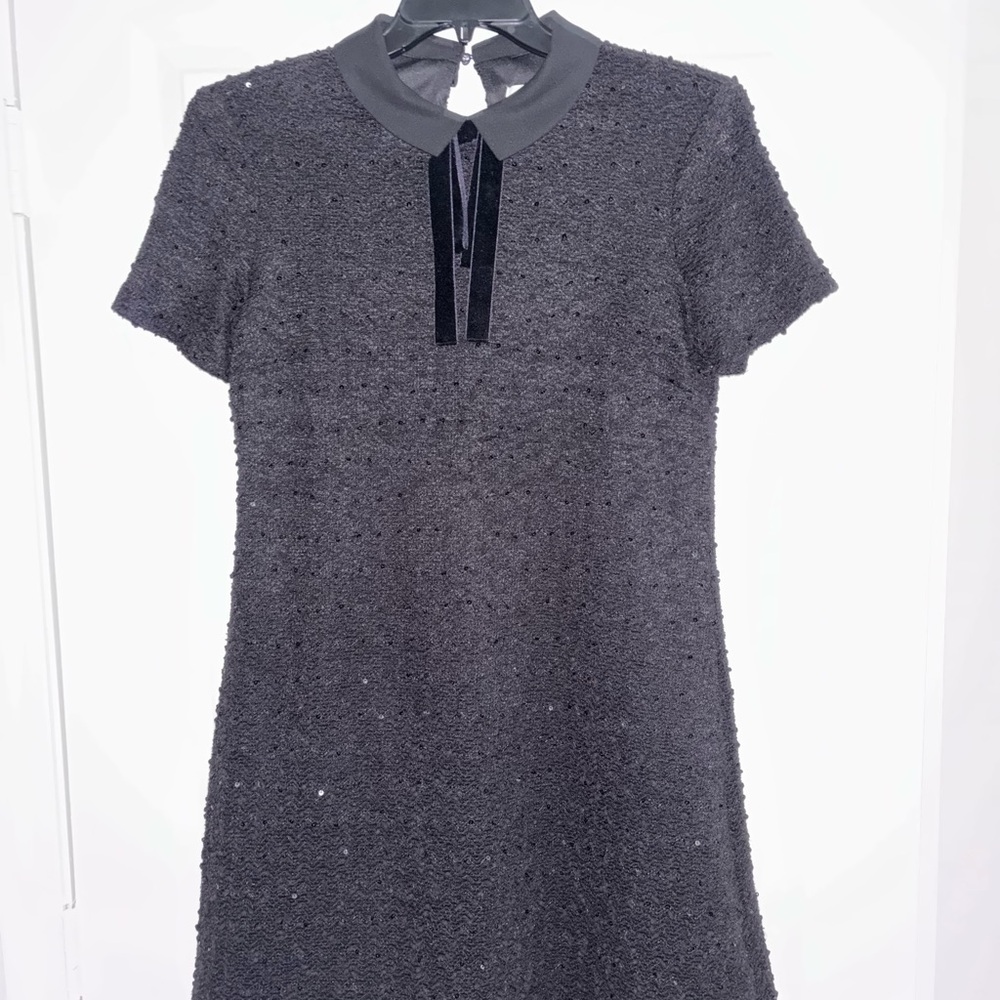 Black Elle Sequin Mini Dress with Peter Pan Collar